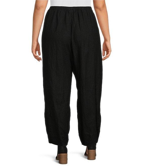 Bryn Walker Plus Size Olivier Light Linen Wide Leg Ankle Lantern Coordinating Pull-On Pants Product Image