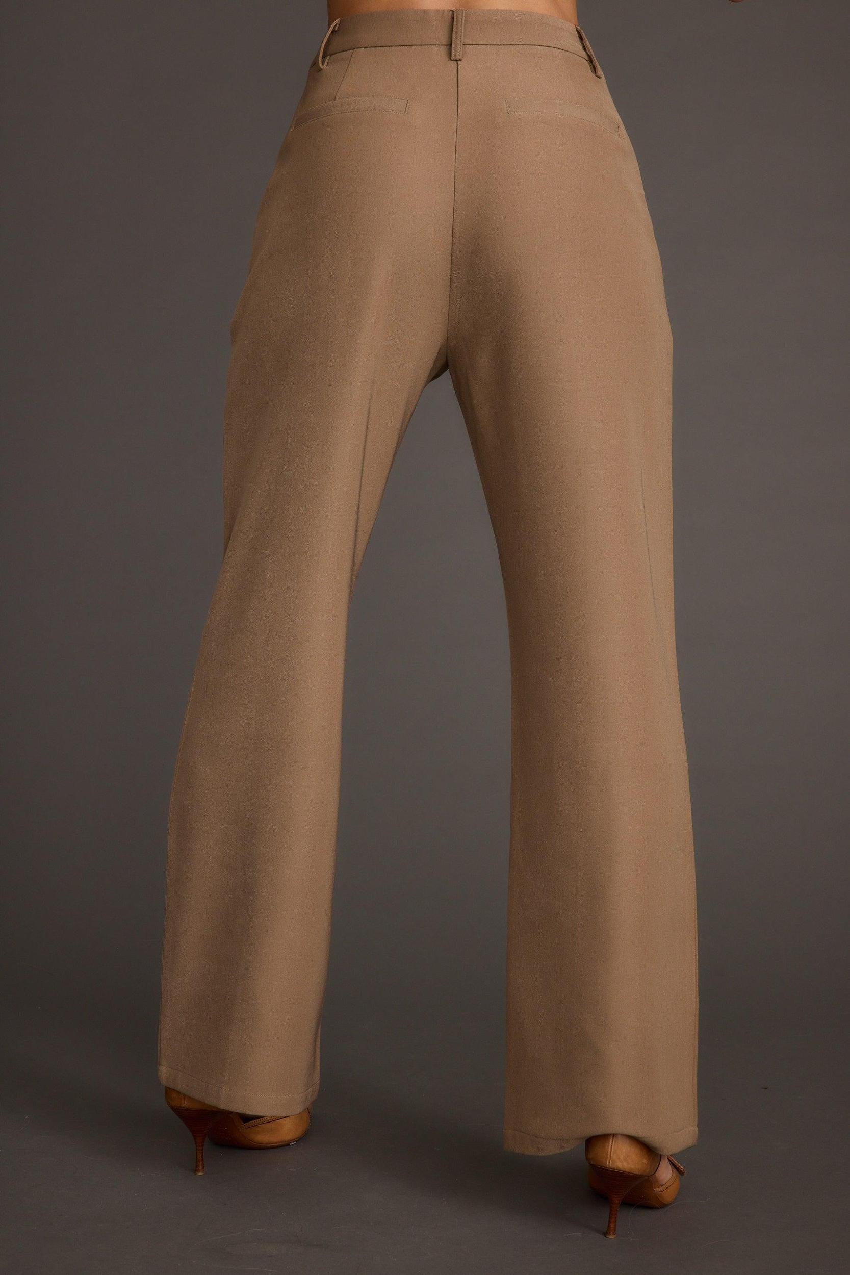 Virginia Taupe Seamed Slim Leg Trousers Product Image