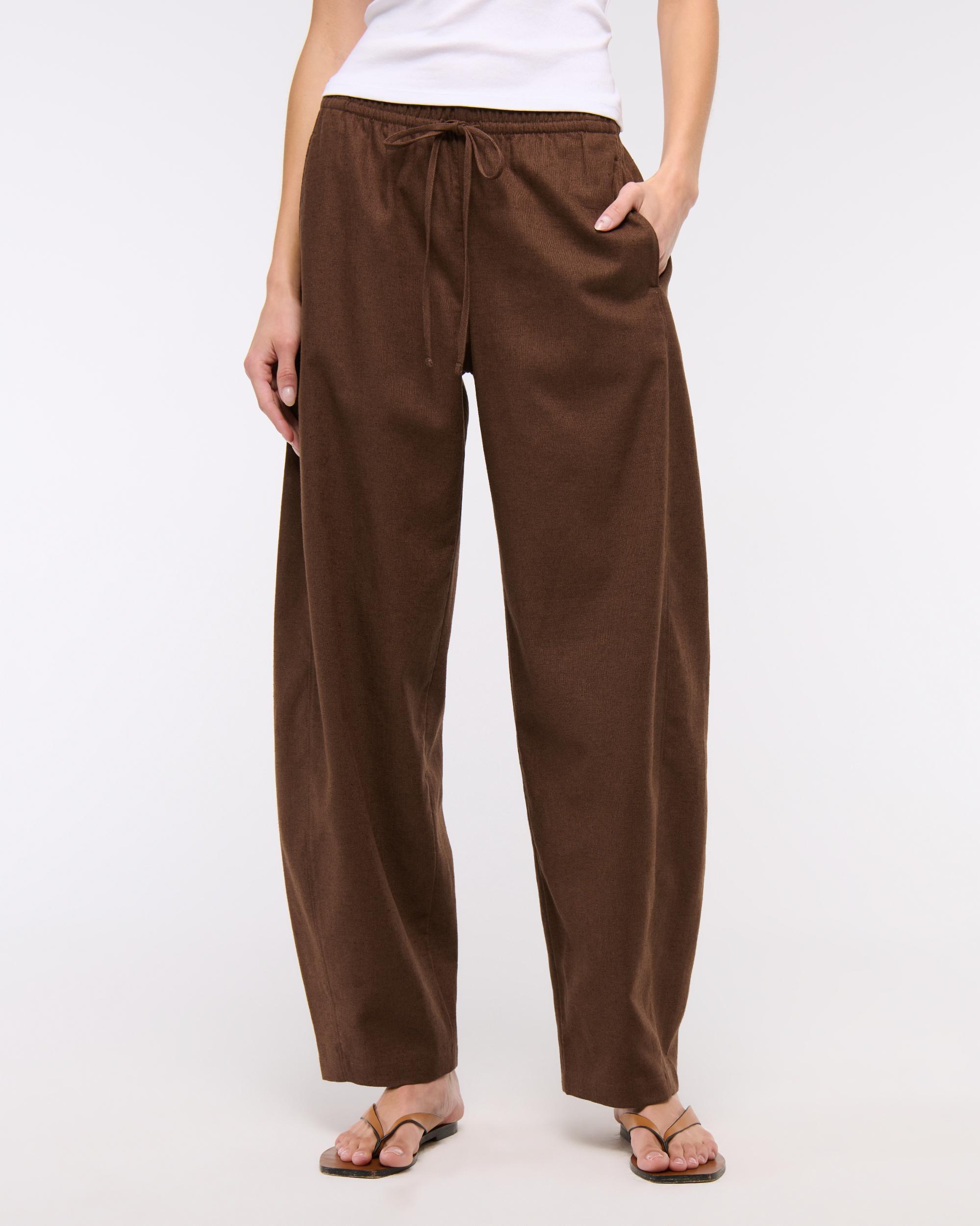 Linen-Blend Barrel Pull-On Pant Product Image