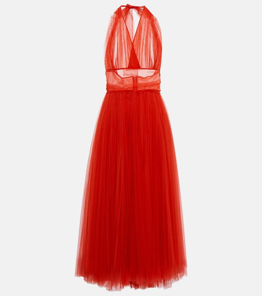 DOLCE & GABBANA Neckholder-midikleid In Red Product Image