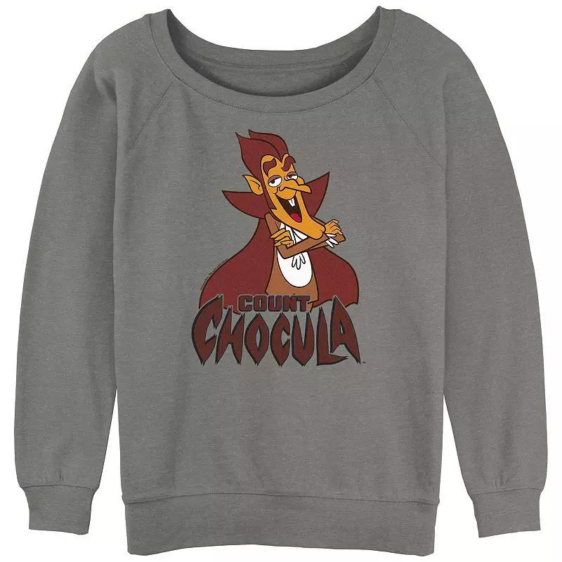 Juniors Count Chocula Logo Slouchy Terry Graphic Pullover, Womens Gray Grey Product Image