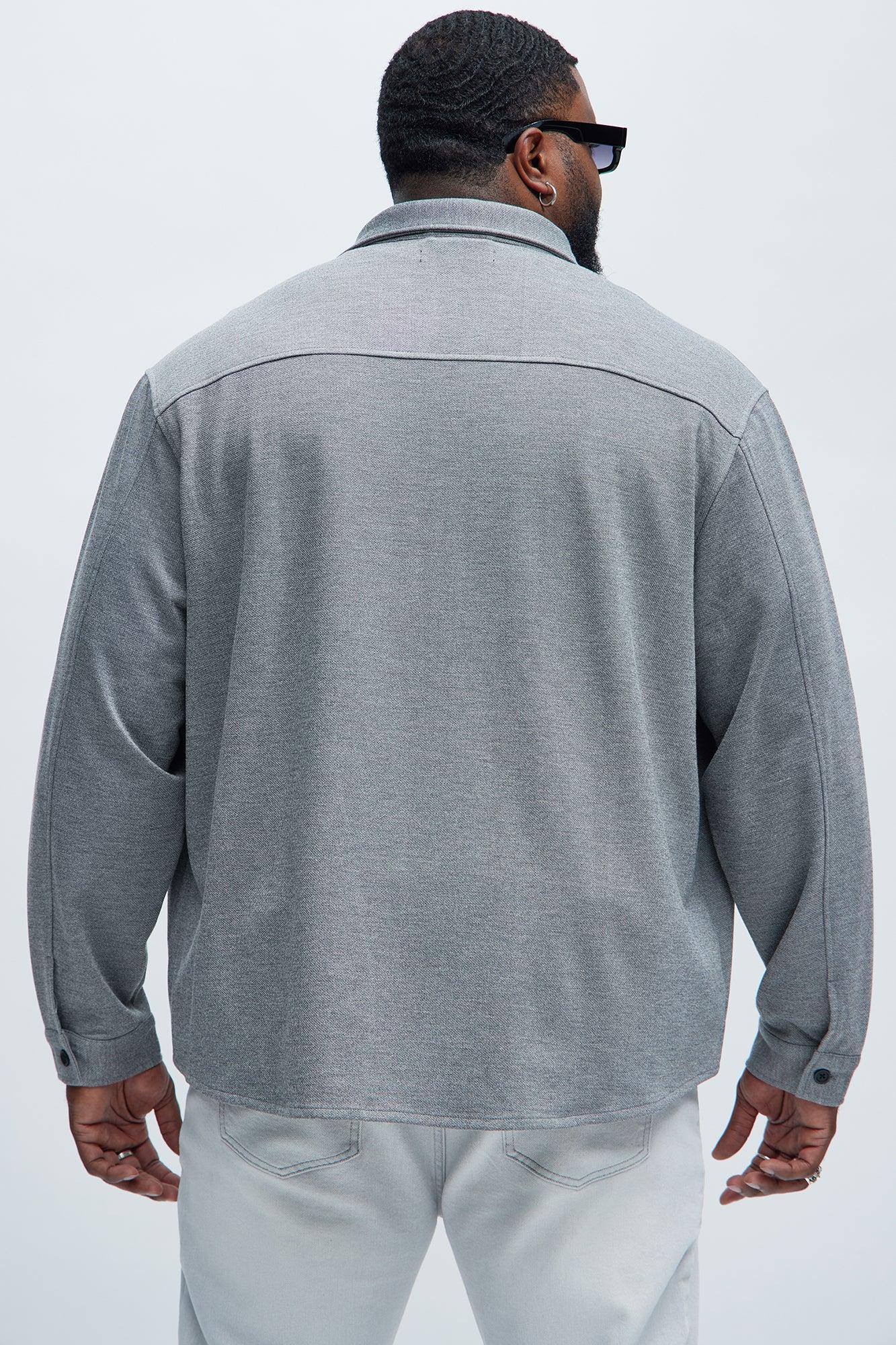 Langley Knit Button Up Shirt - Grey Product Image