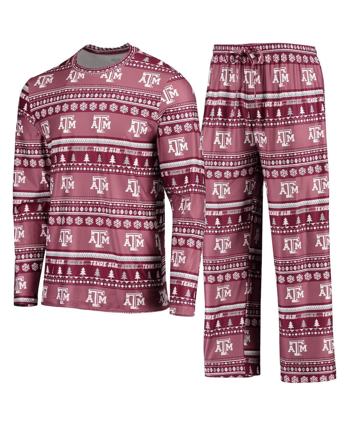 Mens Concepts Sport Maroon Texas A&M Aggies Ugly Sweater Long Sleeve T-Shirt and Pants Sleep Set Product Image