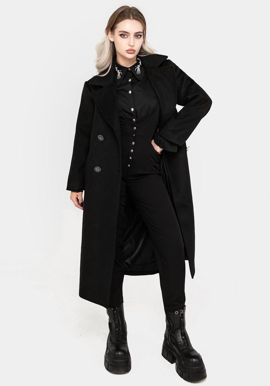 Theia Double Breasted Longline Wool Blend Coat Product Image