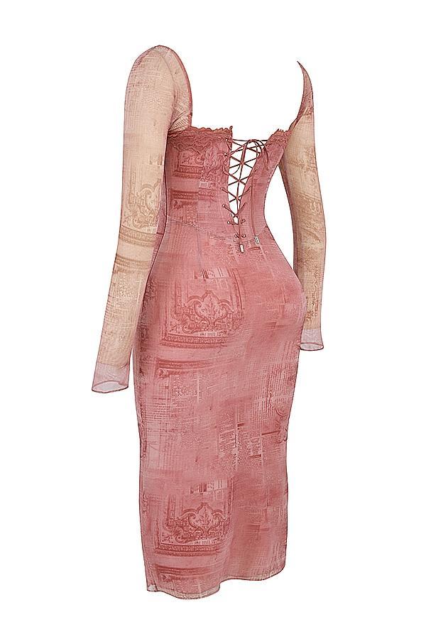 Seraphina Pink Print Corset Dress Product Image