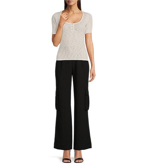 Le' AL.X Short Sleeve Scoop Neck Henley Tee Product Image