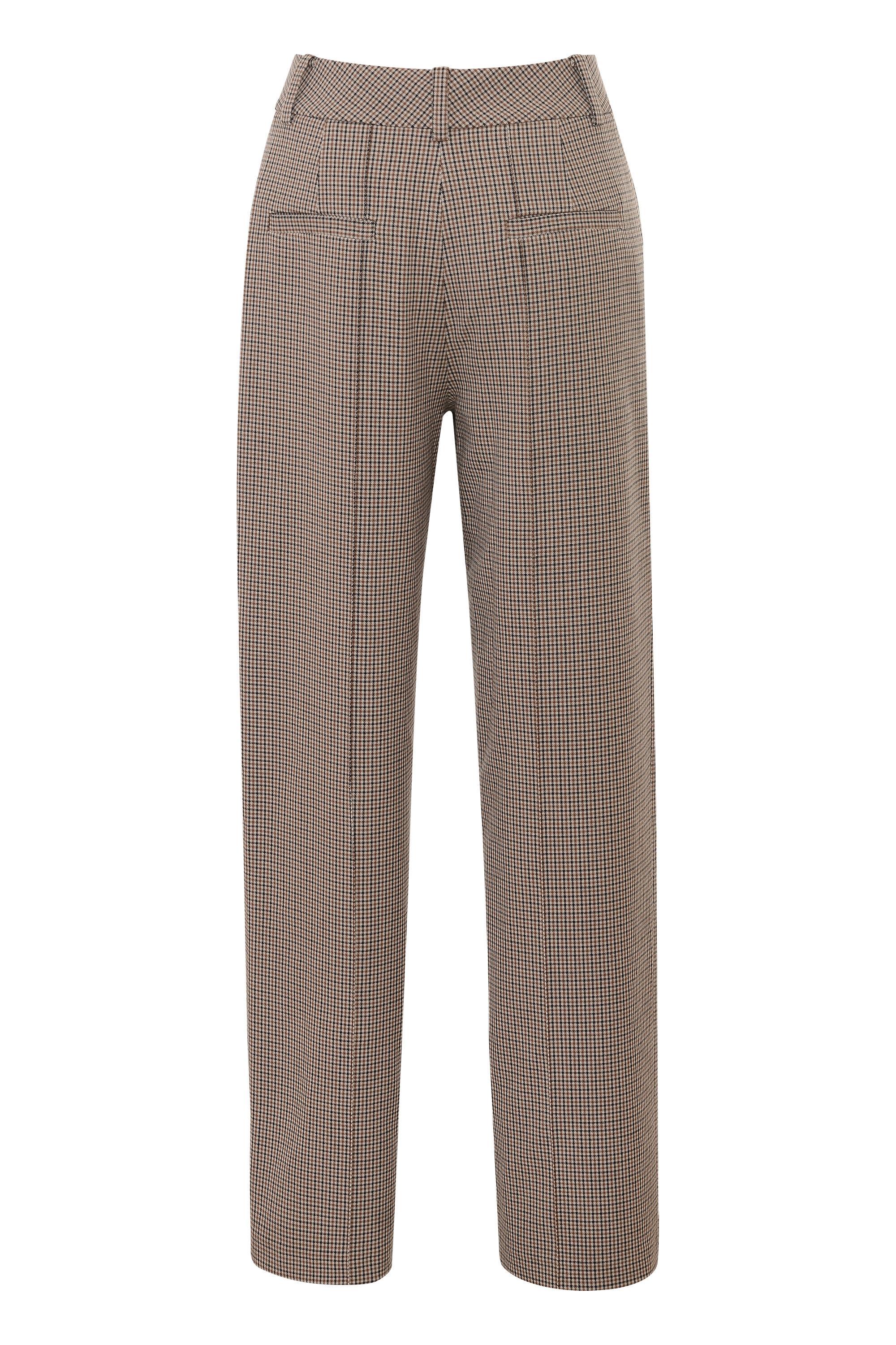 Hayden Brown Puppytooth Wide Leg High Waist Tailored Trousers Product Image