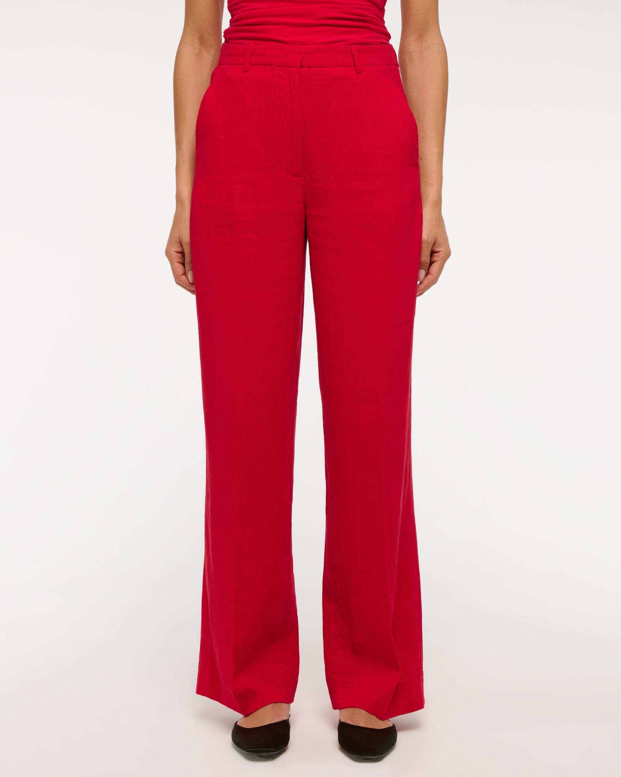 Tailored Linen-Blend Wide Leg Pant Product Image
