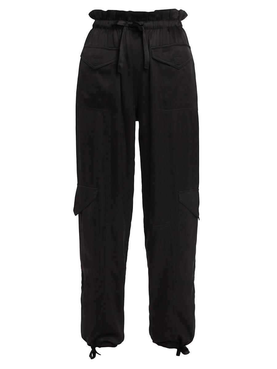 Womens Washed Satin Cargo Pants Product Image