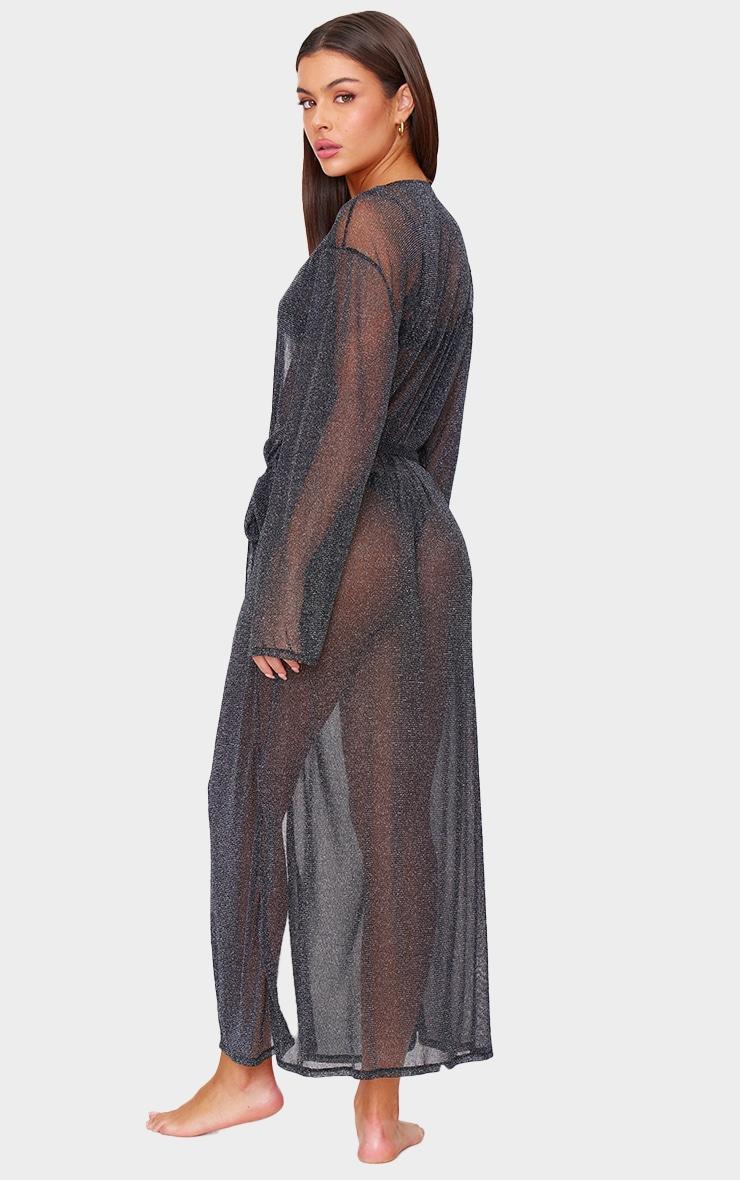 Black Lurex Mesh Maxi Robe Product Image