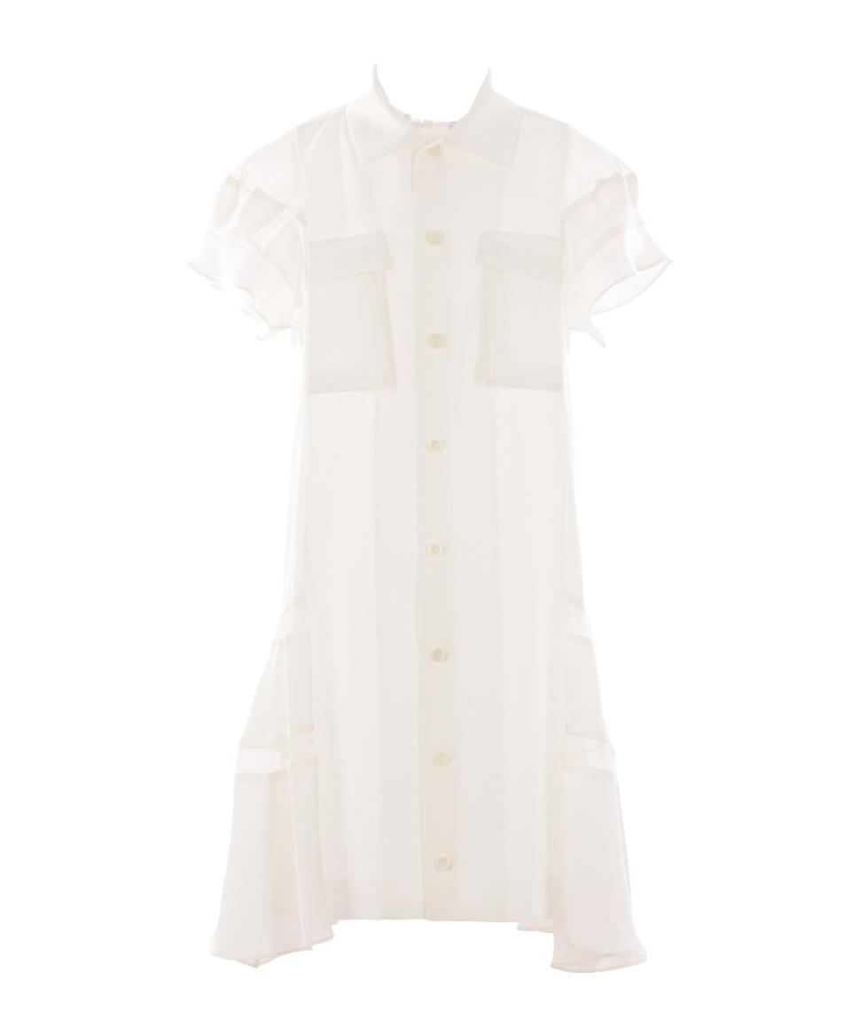 SACAI Short Sleeve Dress In White Product Image