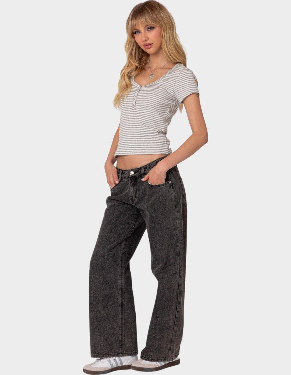 EDIKTED Petite Raelynn Washed Low Rise Jeans Product Image