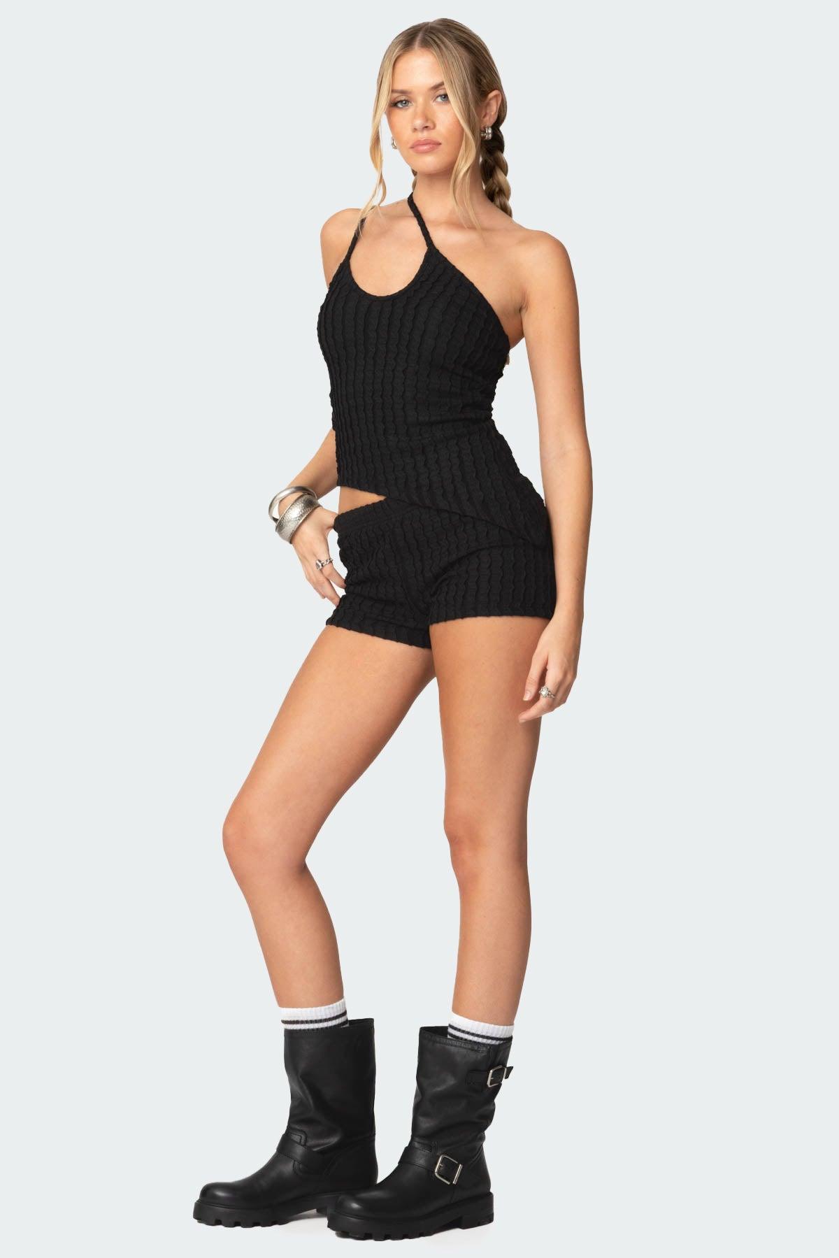 Phoebe Textured Knit Shorts Product Image