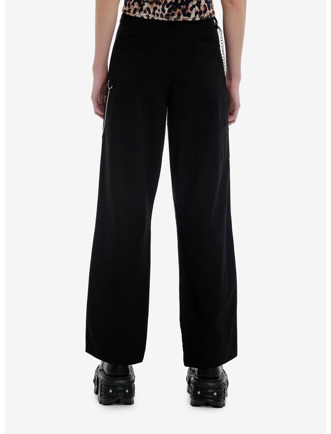 Black Grommet Side Chain Carpenter Pants Product Image