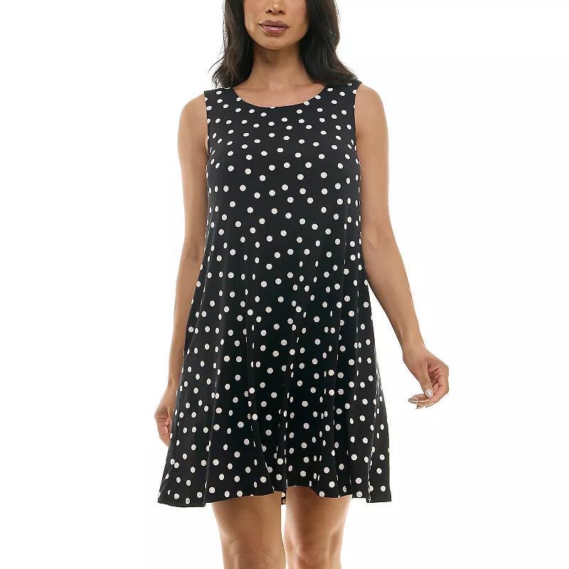 Womens Nina Leonard Floral Swing Dress Blue Print Product Image