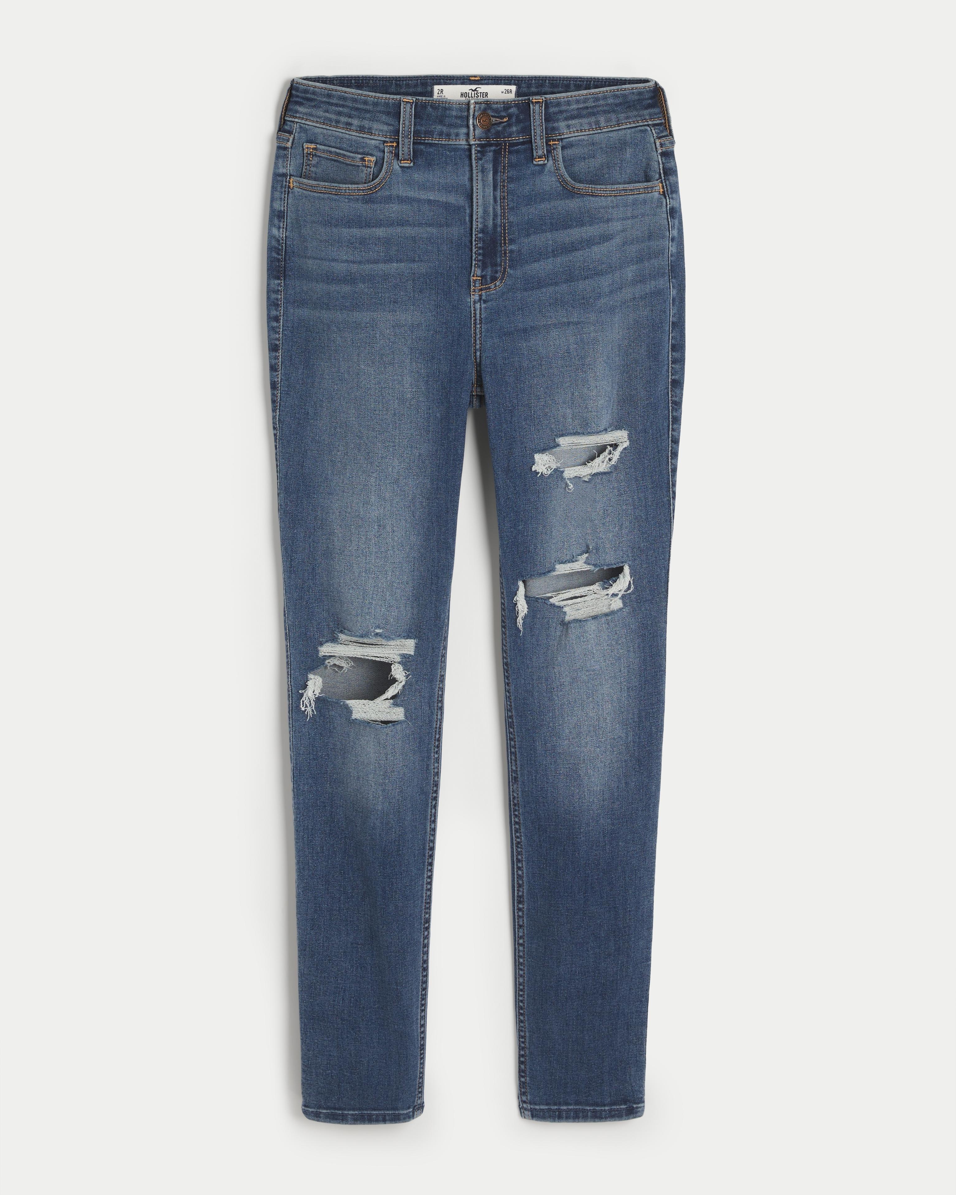 Curvy High-Rise Ripped Dark Wash Super Skinny Jeans Product Image