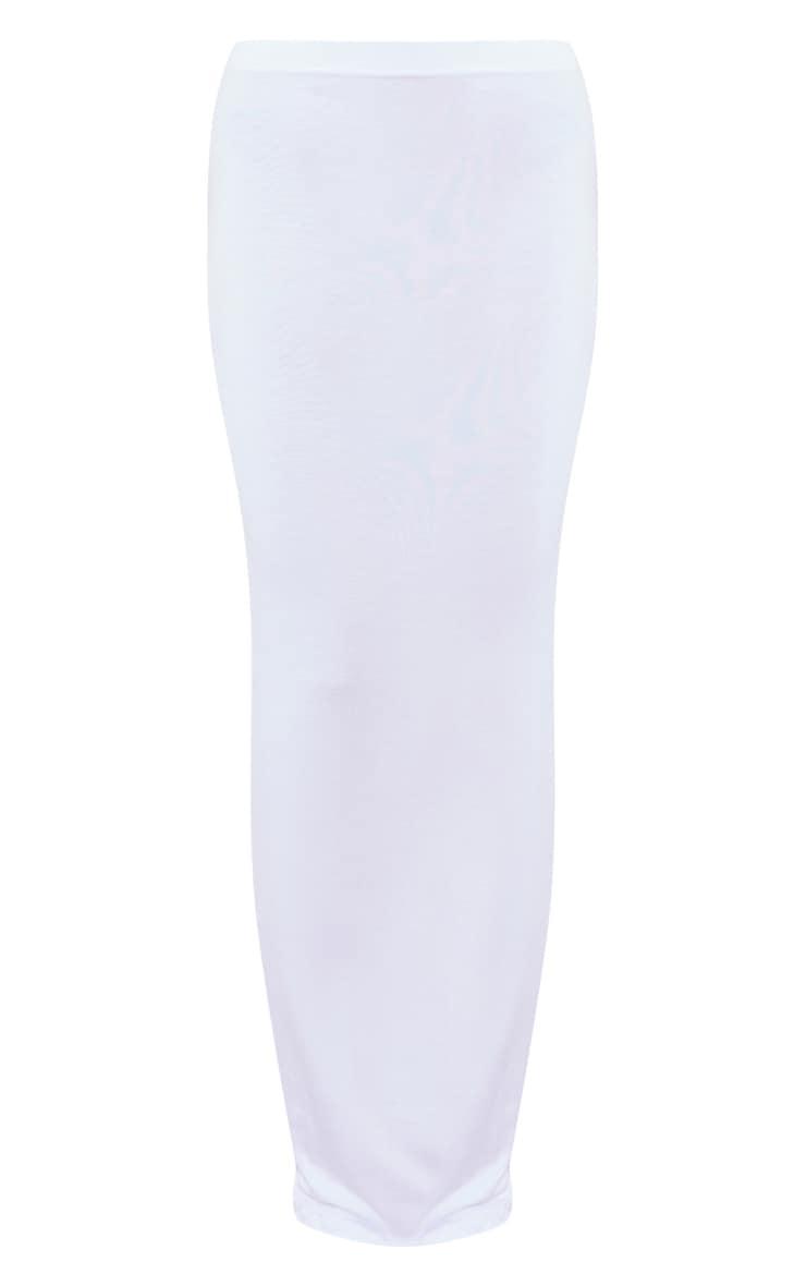 White Jersey Low Rise Maxi Skirt Product Image