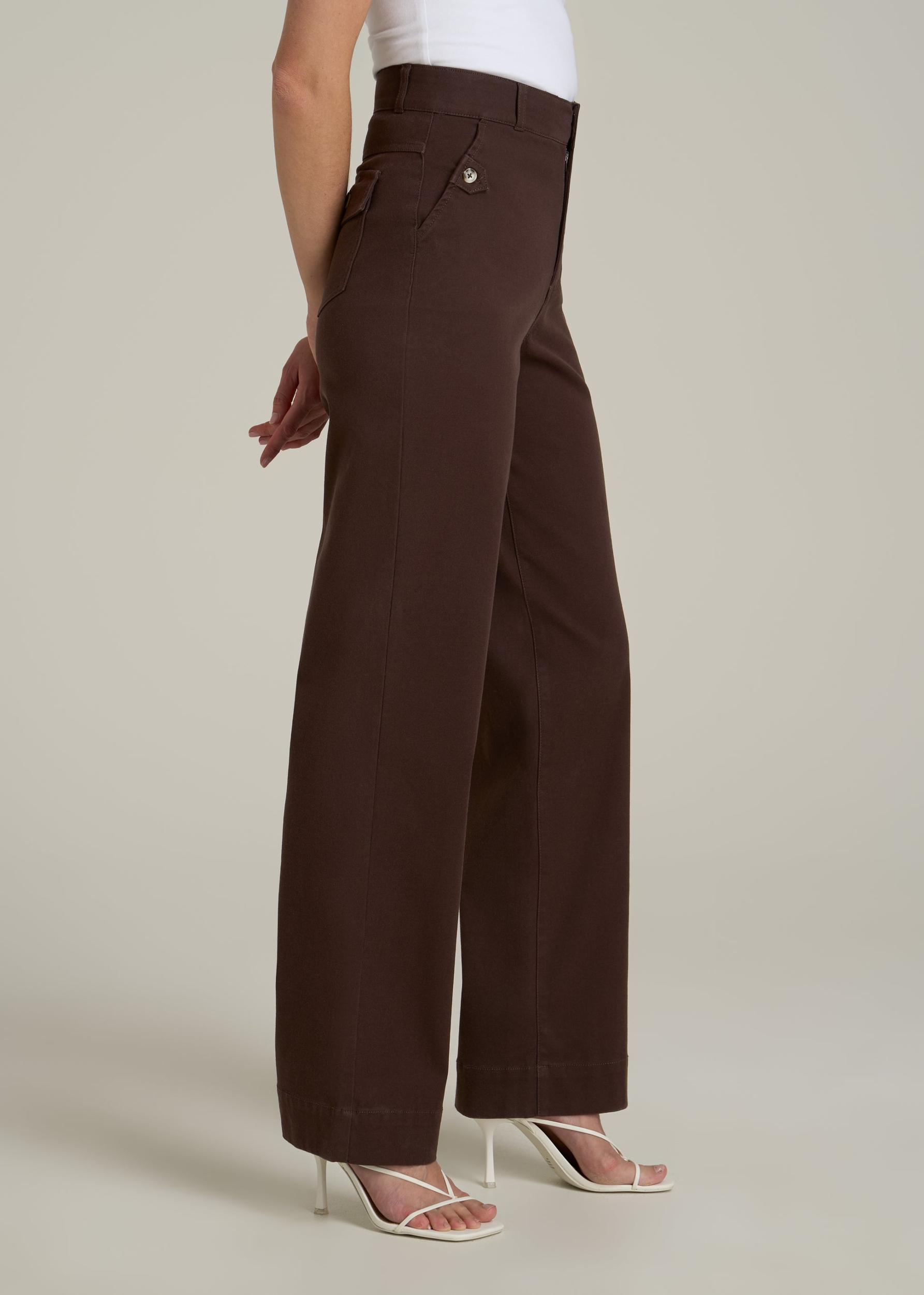 Stretch Twill Wide Leg Pant for Tall Women in Espresso Female Product Image
