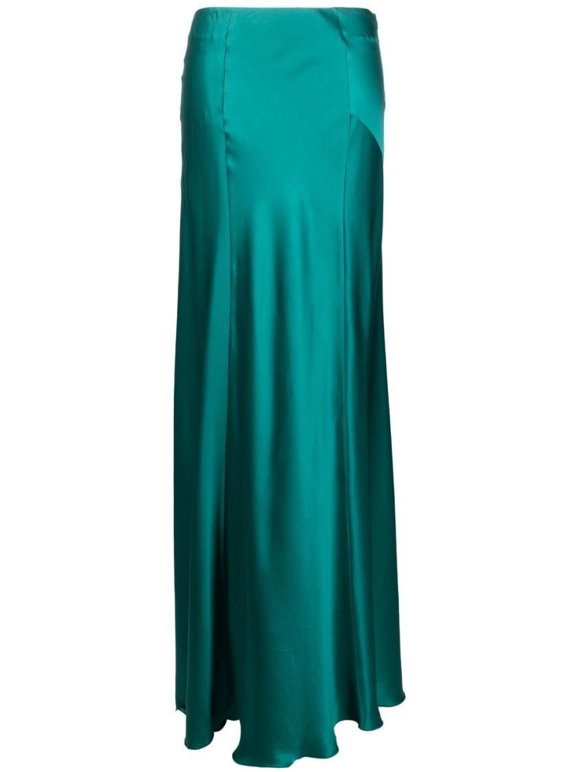 ALBERTA FERRETTI Green High-waisted Silk Maxi Skirt Product Image