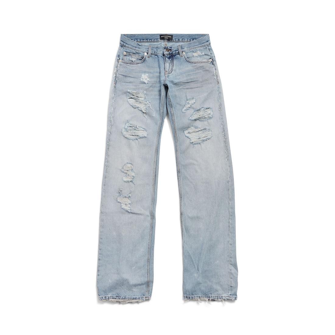 Women's Fitted Low-waist Pants in Light Blue Product Image