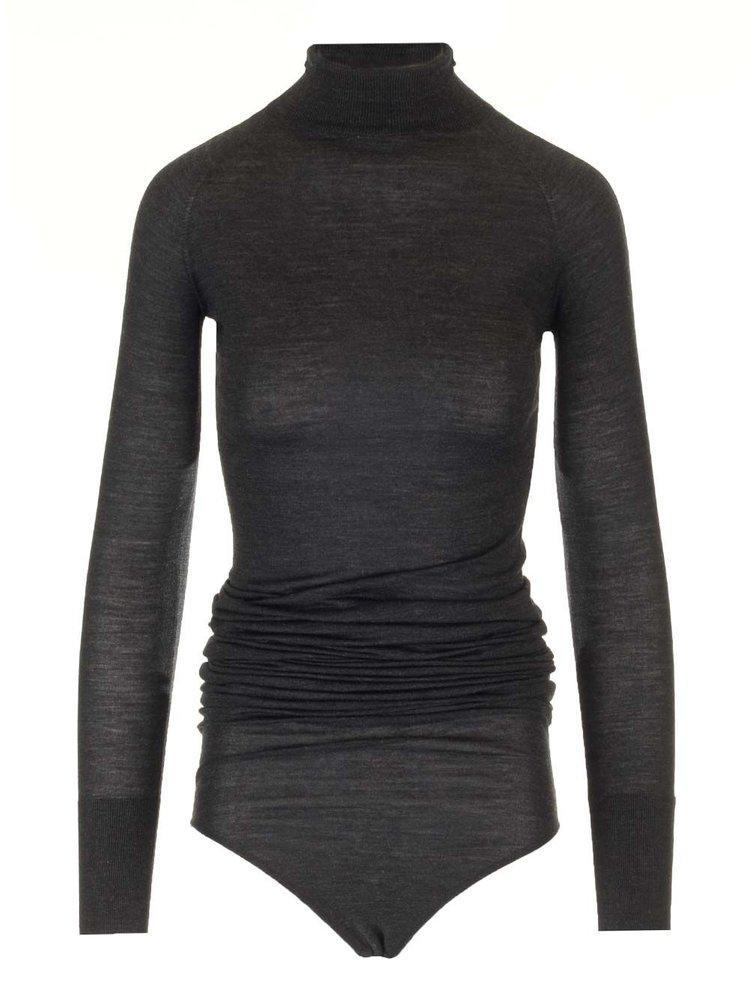 ALAÏA Wool Body Suit In Brown Product Image