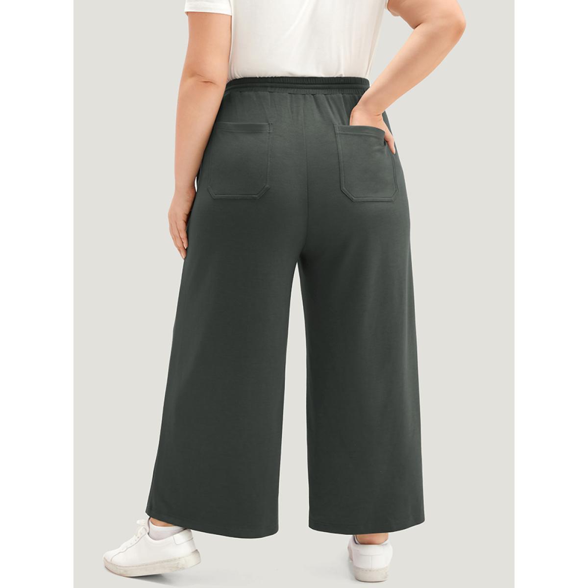 Plus Size Supersoft Essentials Drawstring Straight leg Pants Women DimGray Casual Straight Leg High Rise Dailywear Pants BloomChic 30/6X Product Image