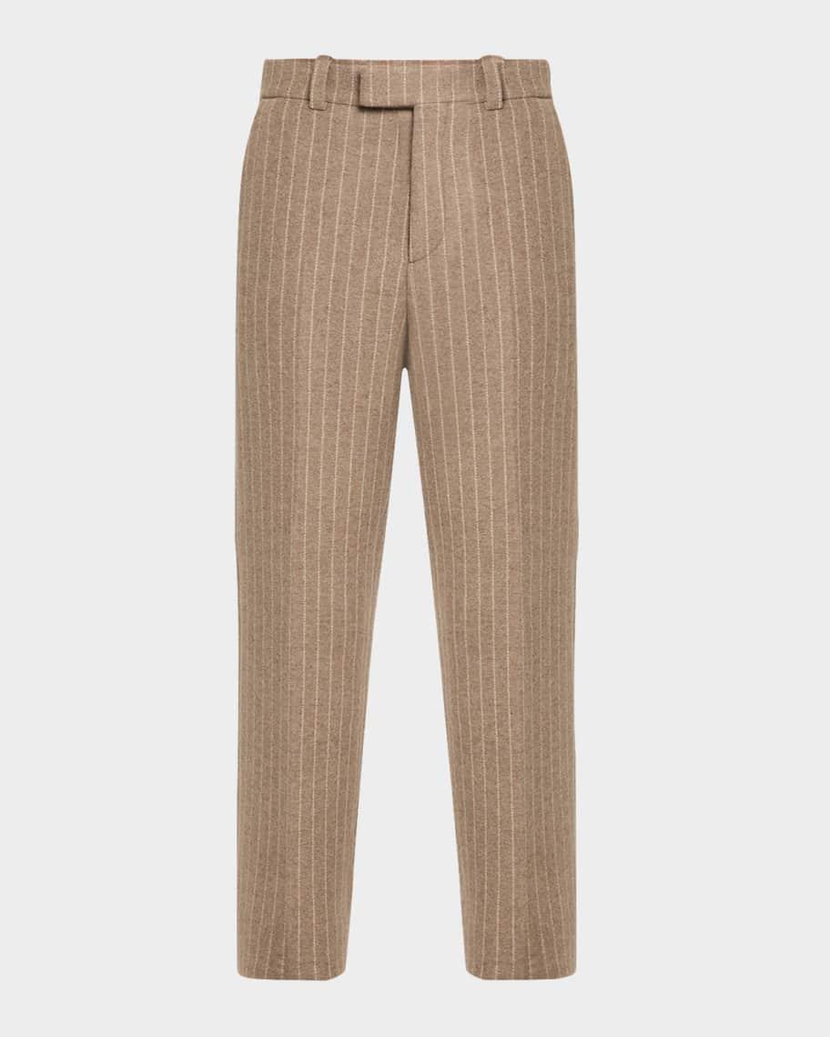 Mens Pinstripe Wool-Blend Trousers Product Image