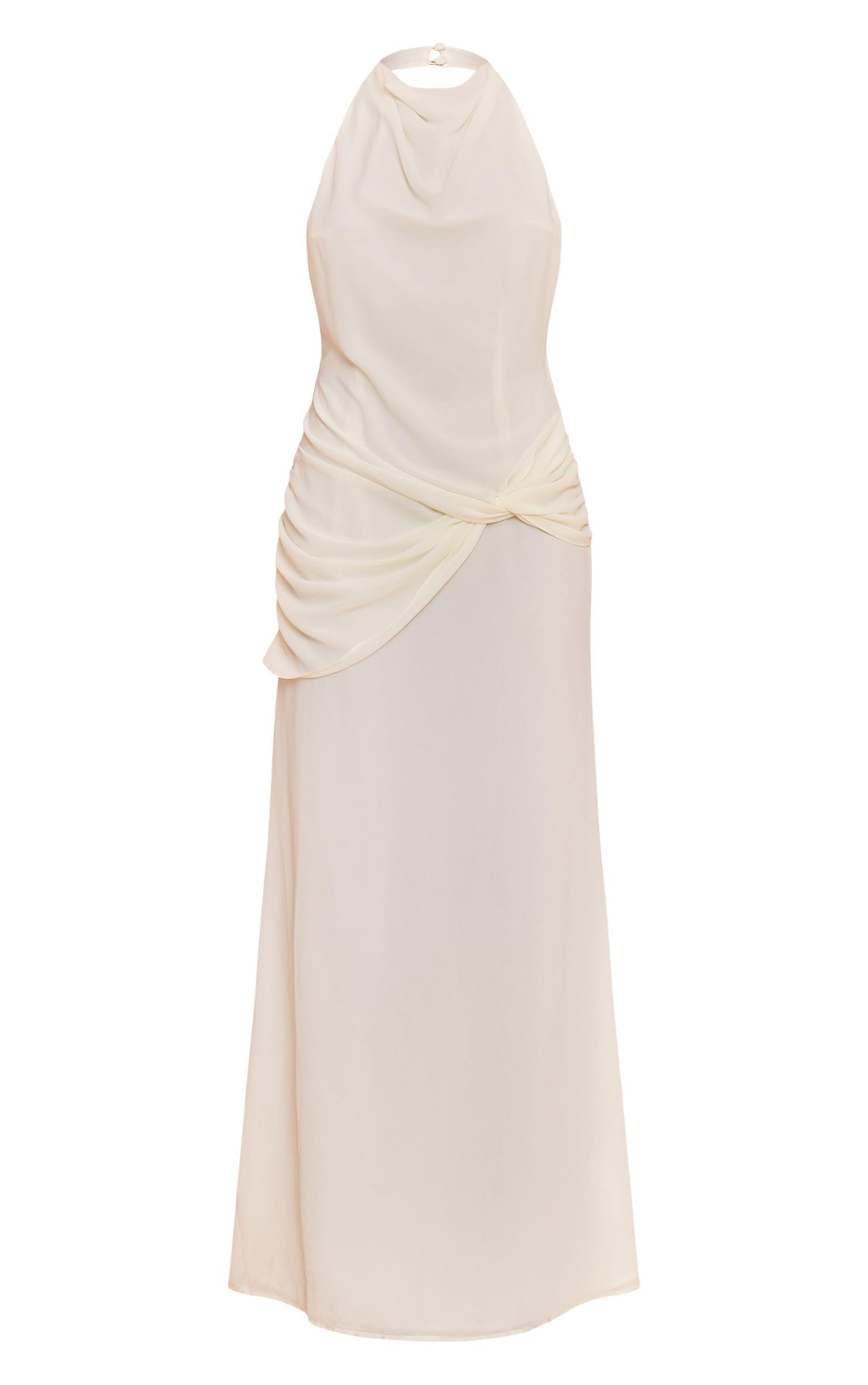 Petite Cream Chiffon Twist Maxi Dress Product Image