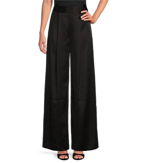 Muse by Marchesa Spruce Satin High Rise Pleated Point Straight Tuxedo Coordinating Pants Product Image