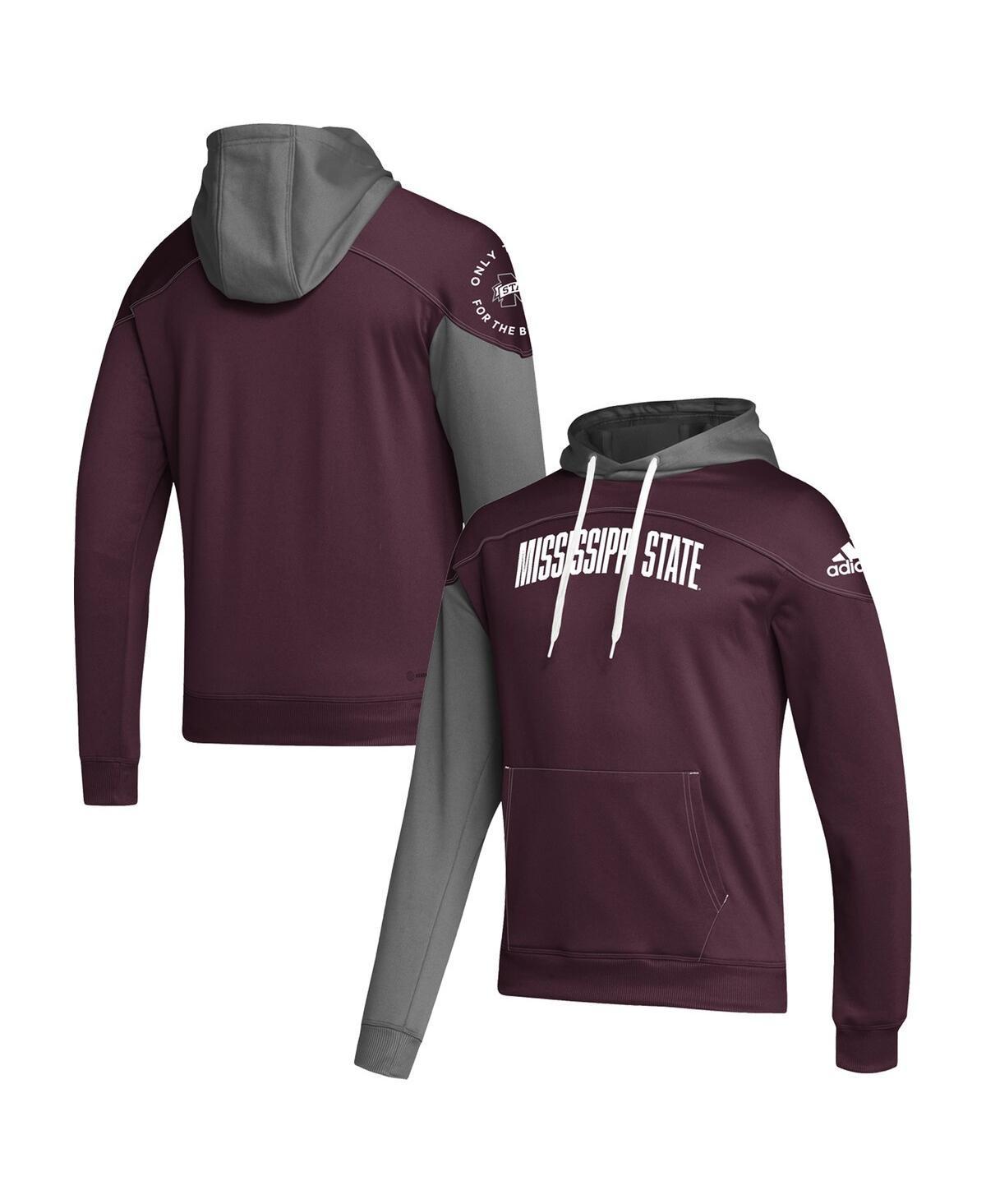 Mens adidas Maroon Mississippi State Bulldogs Block Stadium Pullover Hoodie Product Image