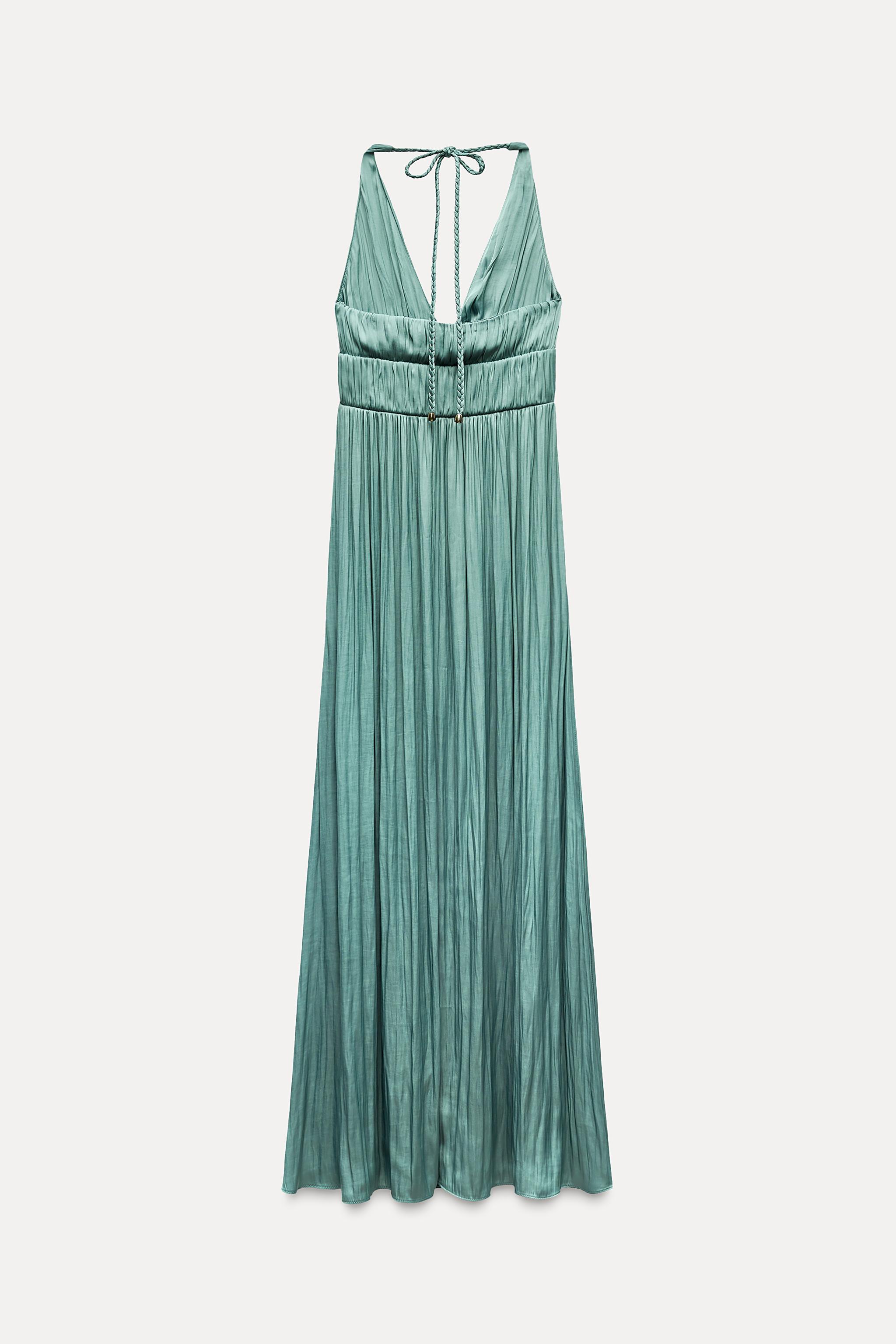 SATIN DRESS WITH BRAIDED STRAPS Product Image