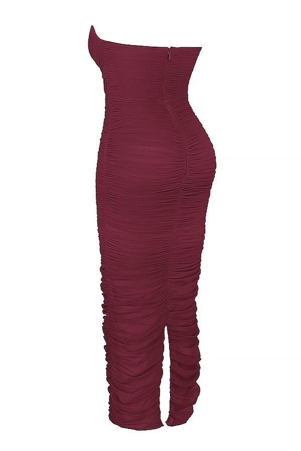 Sapphire  wine gathered maxi dress Product Image