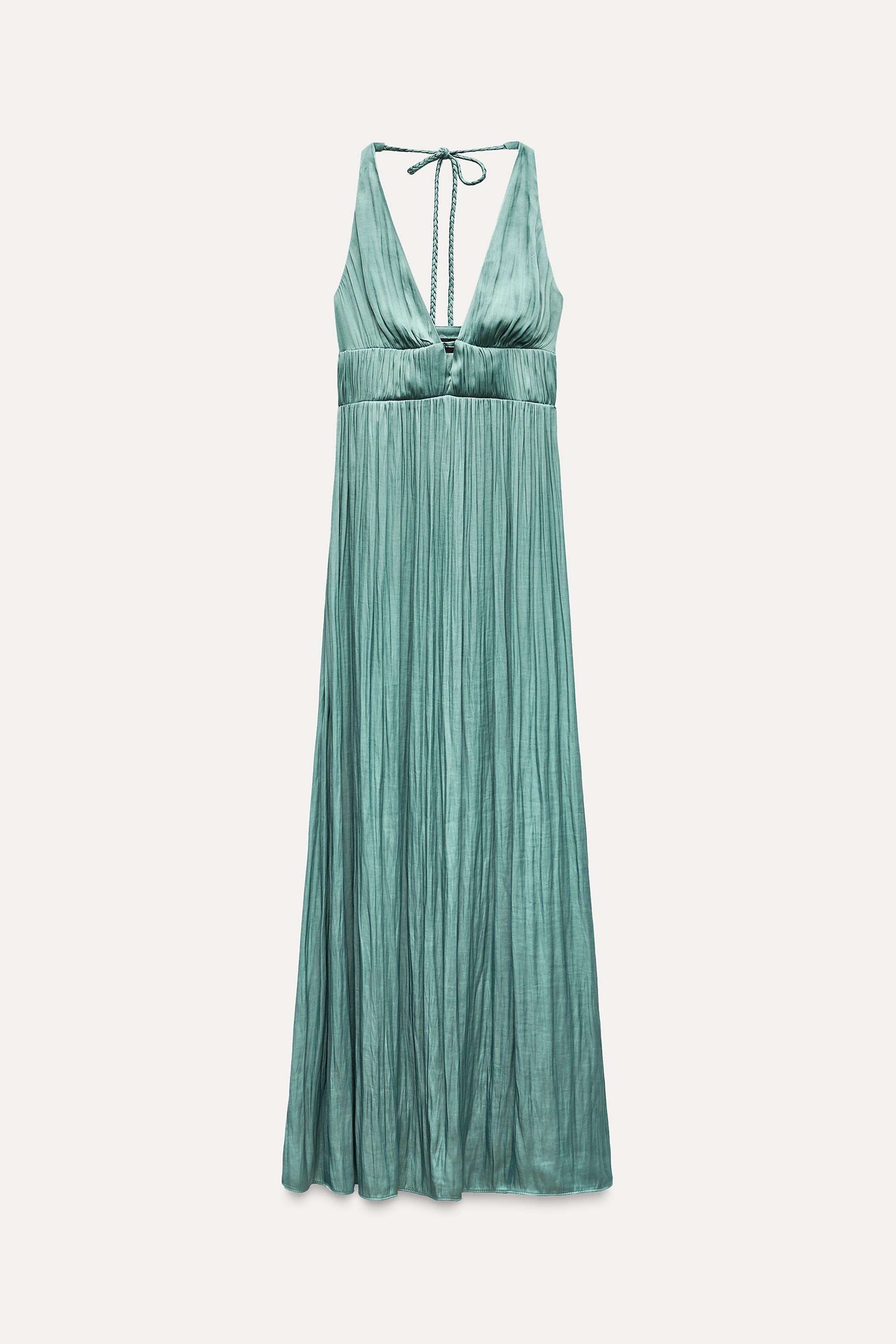 SATIN DRESS WITH BRAIDED STRAPS Product Image