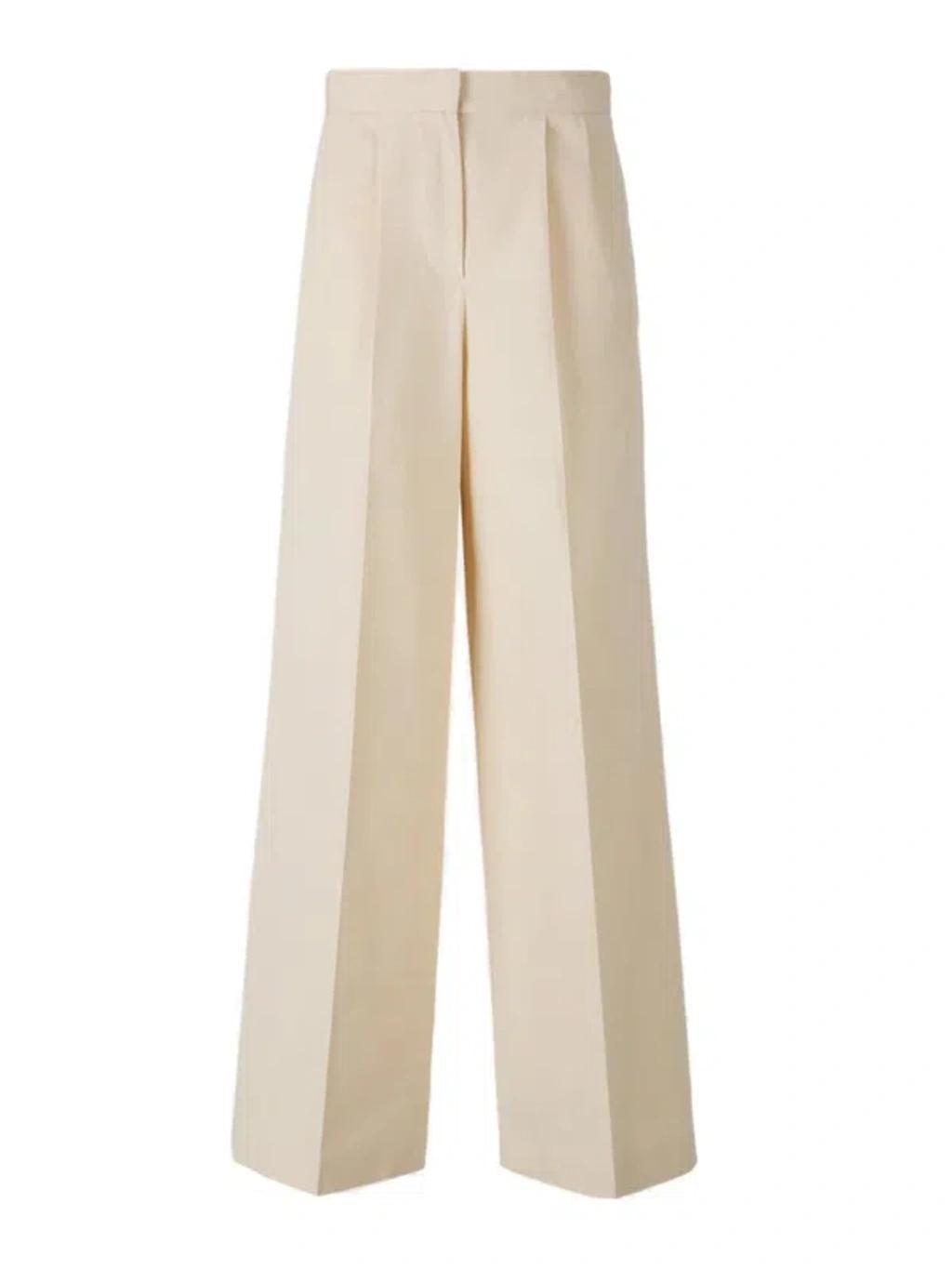 FABIANA FILIPPI High-waist Linen Blend Trousers In Beige Product Image