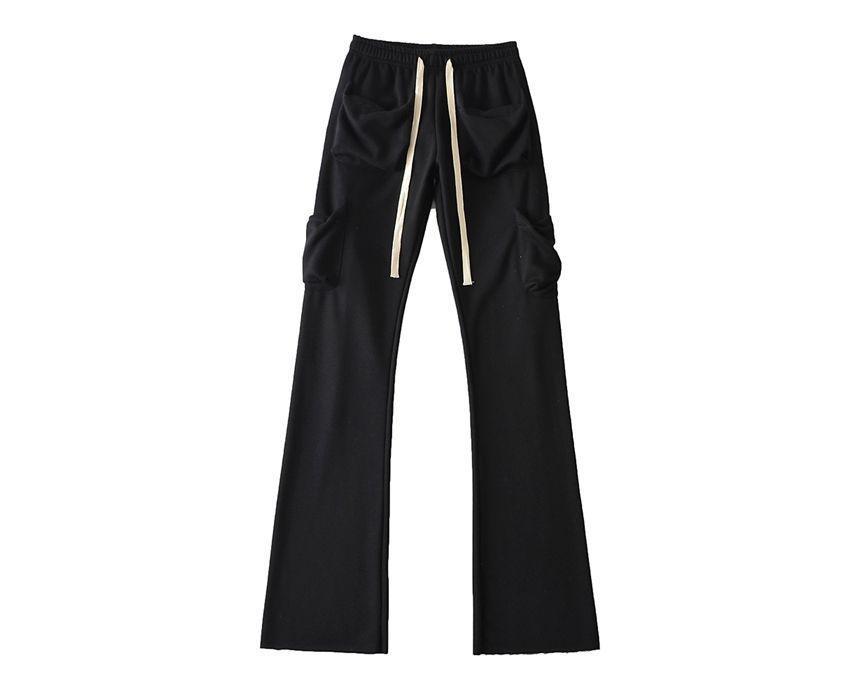 Drawstring Straight Leg Cotton Pants Product Image