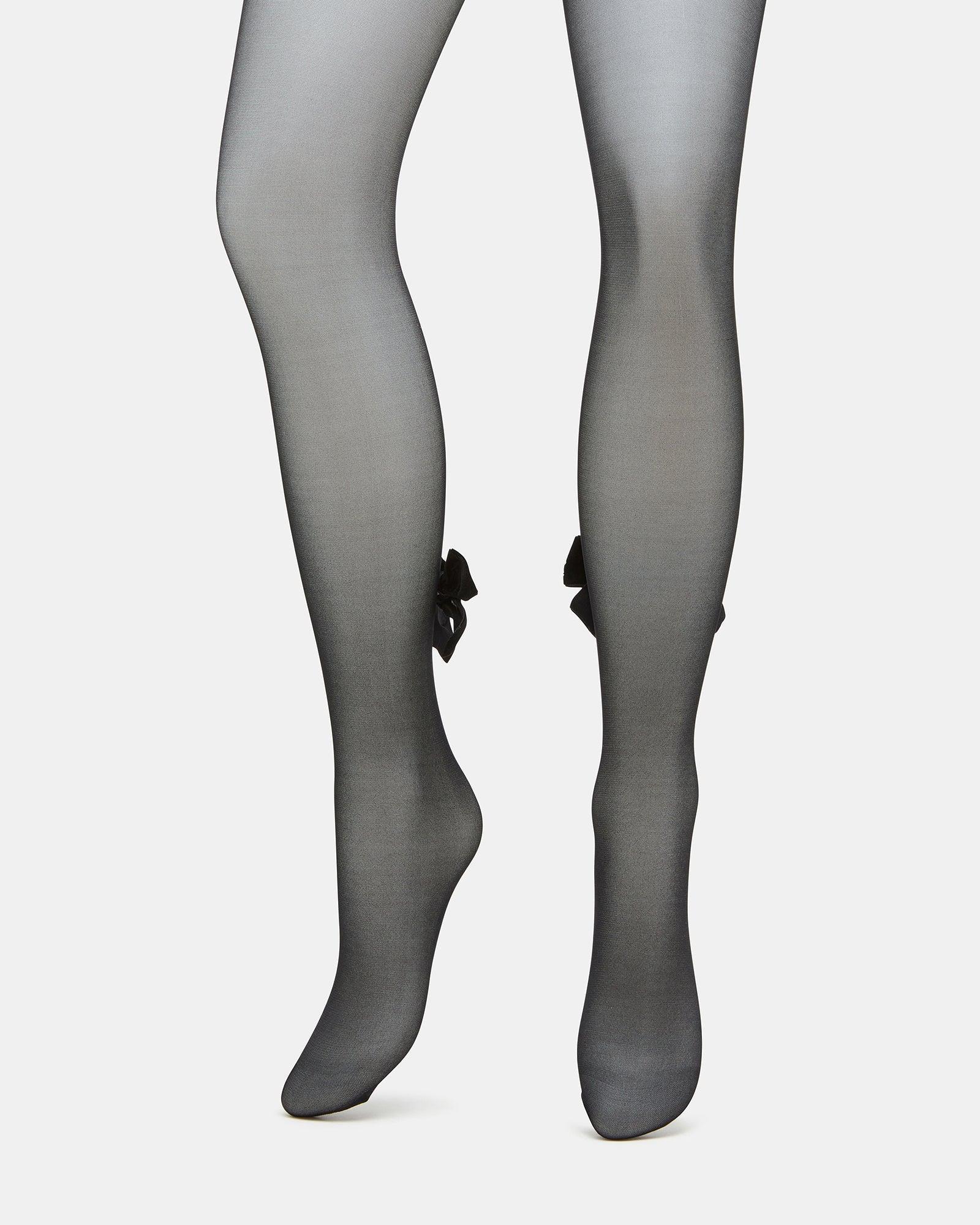 VELVET BOW TIGHTS BLACK Female Product Image