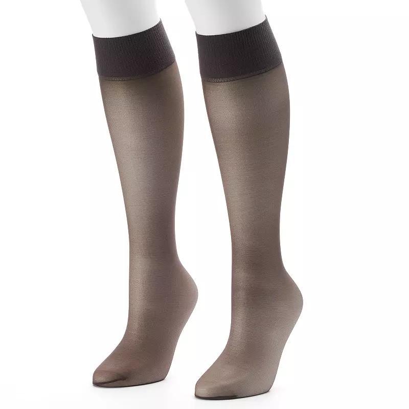 Hanes Alive Full Support Sheer Knee Highs, 2-Pack Little Color Womens Product Image