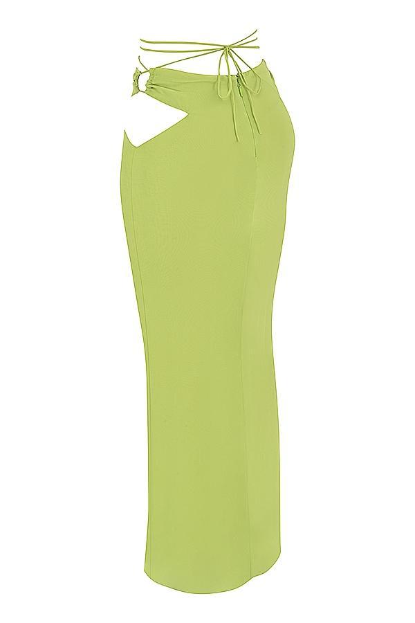 Madeline Lime Green Georgette Maxi Skirt Product Image