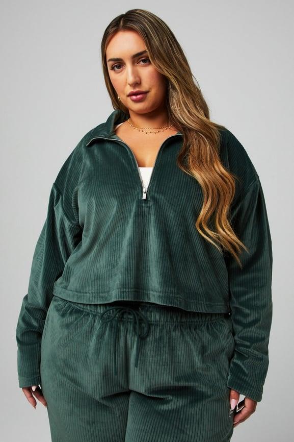 Plush Rib Half Zip Sweatshirt Product Image