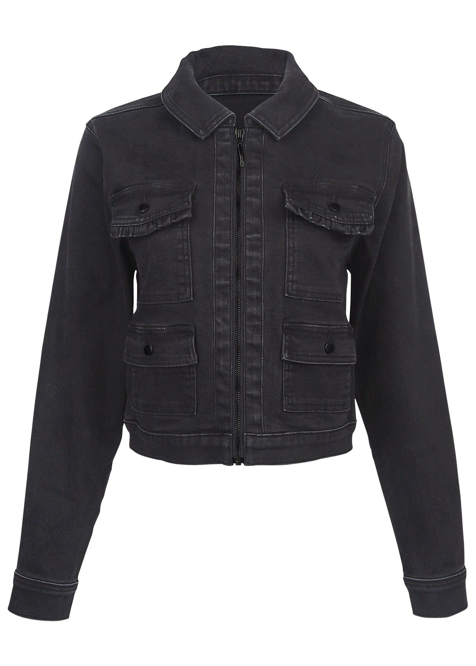 Denim Cargo Jacket - Black Wash Product Image