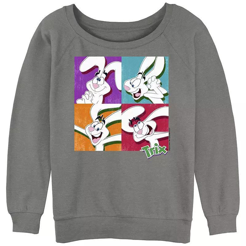 Juniors Trix Pop Art Portraits Slouchy Terry Graphic Pullover, Womens Gray Grey Product Image