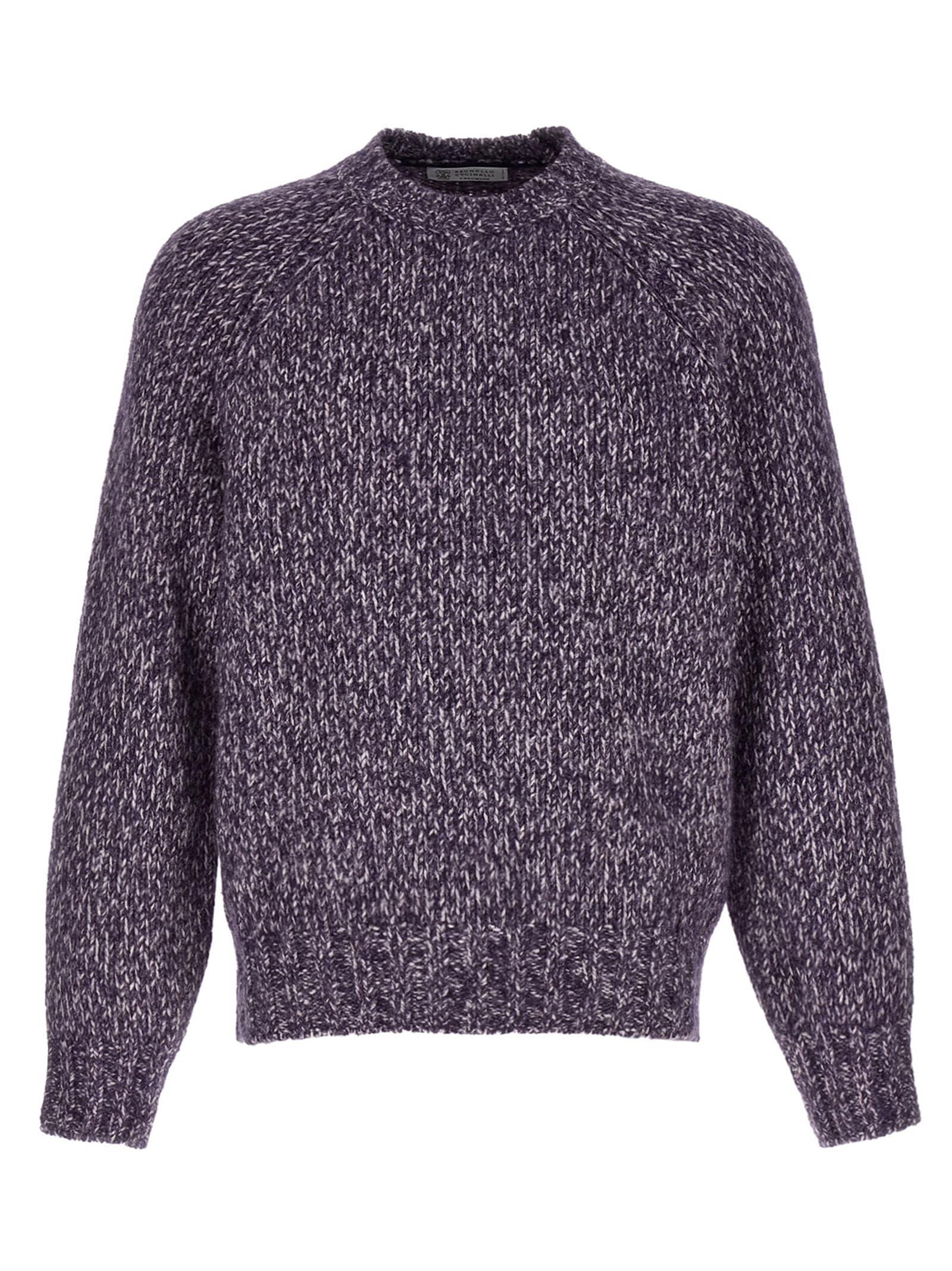 BRUNELLO CUCINELLI Chiné Sweater Sweater, Cardigans Purple Product Image