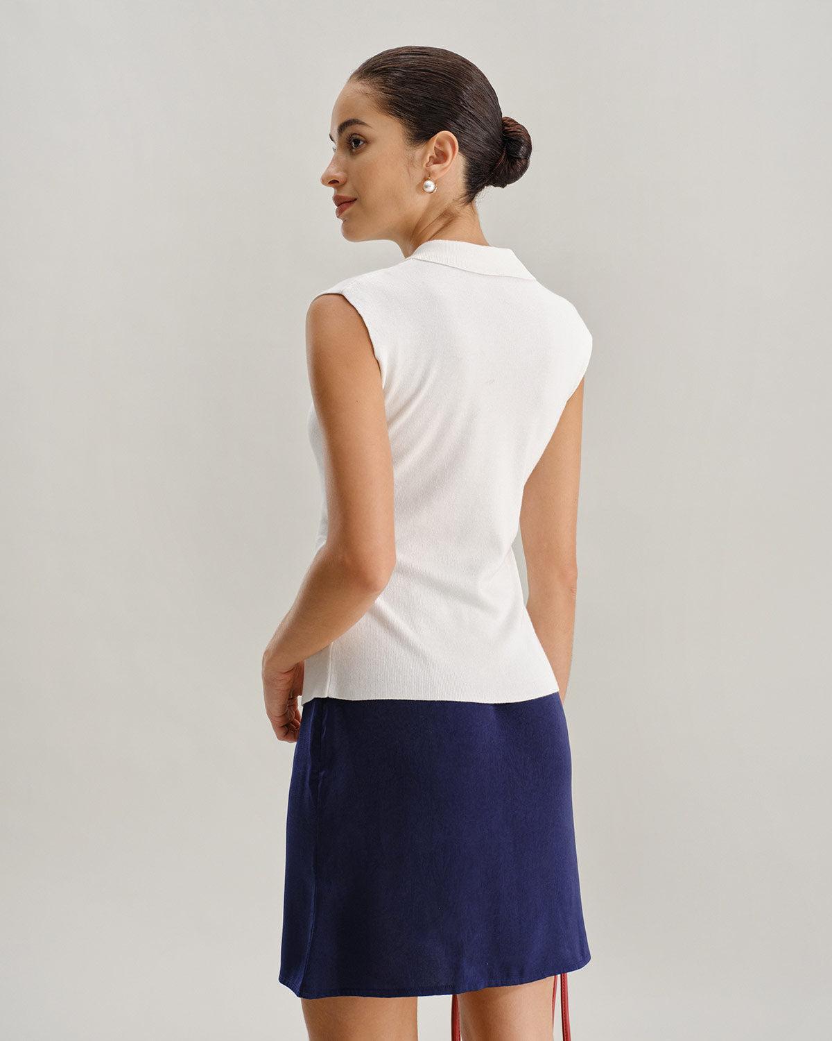 White Ruched Single Breasted Cardigan Product Image