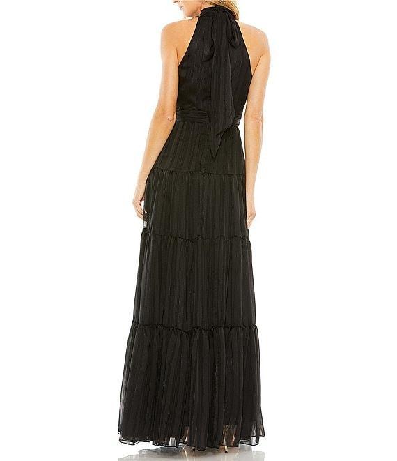 Mac Duggal Sleeveless Halter Neck Tiered A-Line Gown Product Image