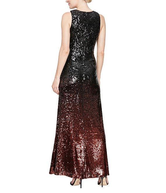 Alex Evenings Keyhole Neck Sleeveless Ombre Sequin Sheath Dress Product Image