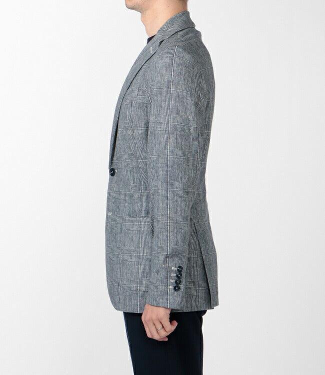 Circolo 4-way stretch Navy Checked Jersey Blazer Product Image