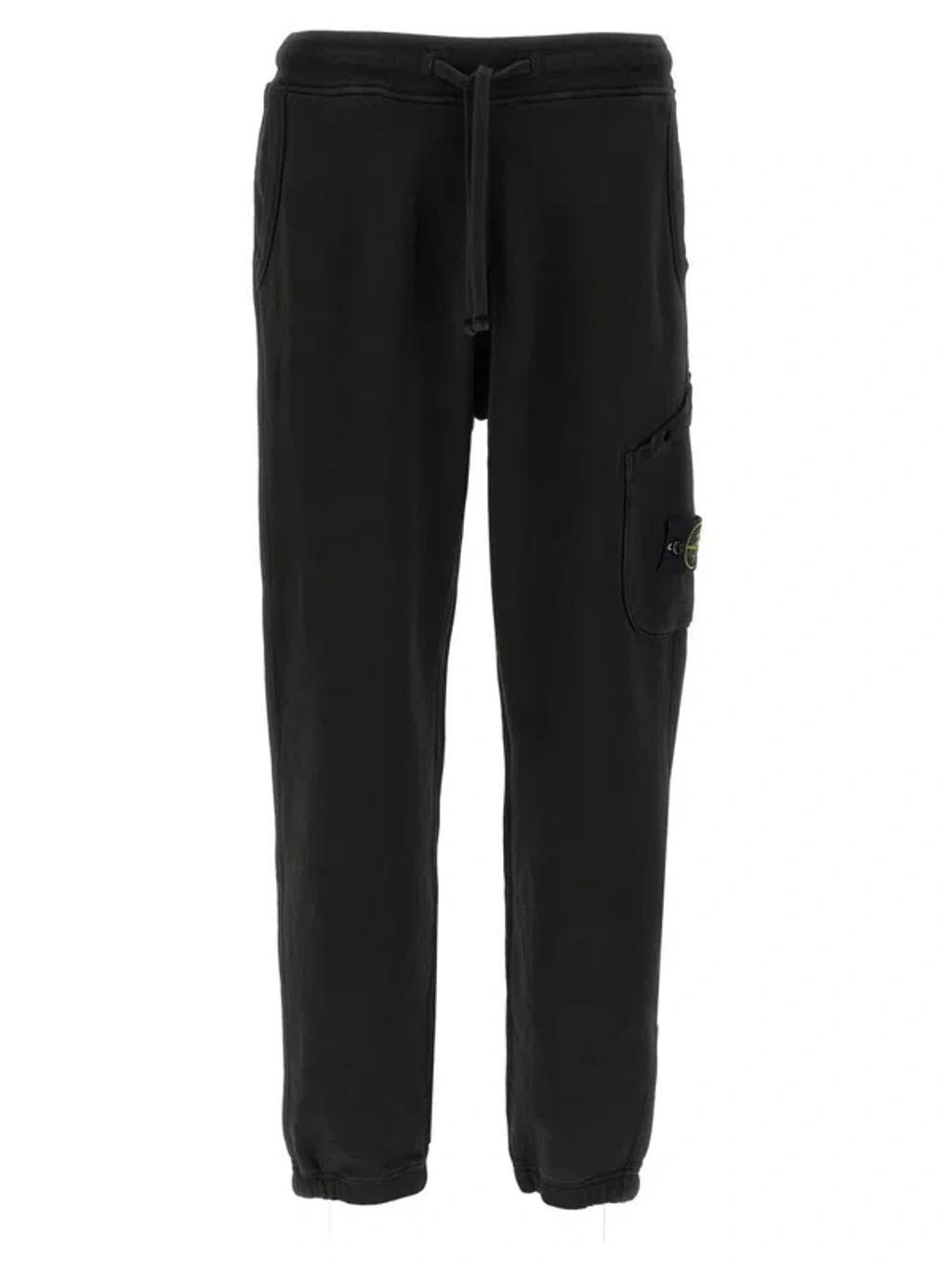 STONE ISLAND Cotton Joggers Featuring Multiple Pockets In Black Product Image