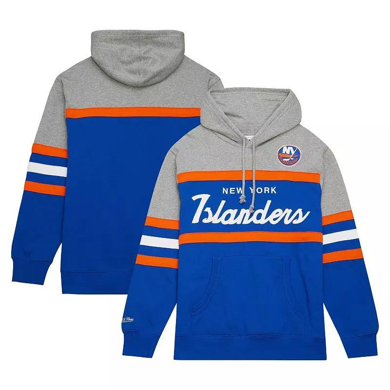 Men's Mitchell & Ness Royal/Gray New York Islanders Head Coach Pullover Hoodie, Size: Medium, Isl Blue Product Image