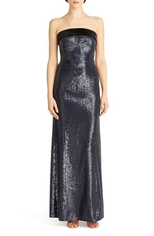 Ml Monique Lhuillier Reese Sequined Strapless Gown Product Image