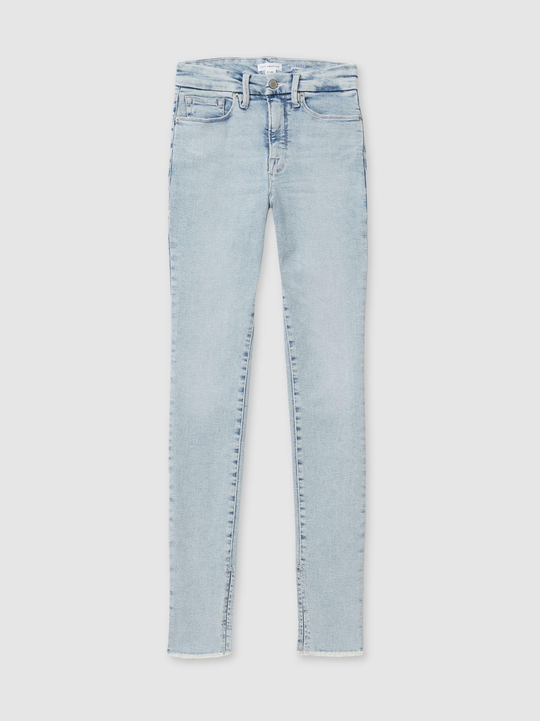 Good American Split-Hem Skinny Jeans in Light Blue Product Image